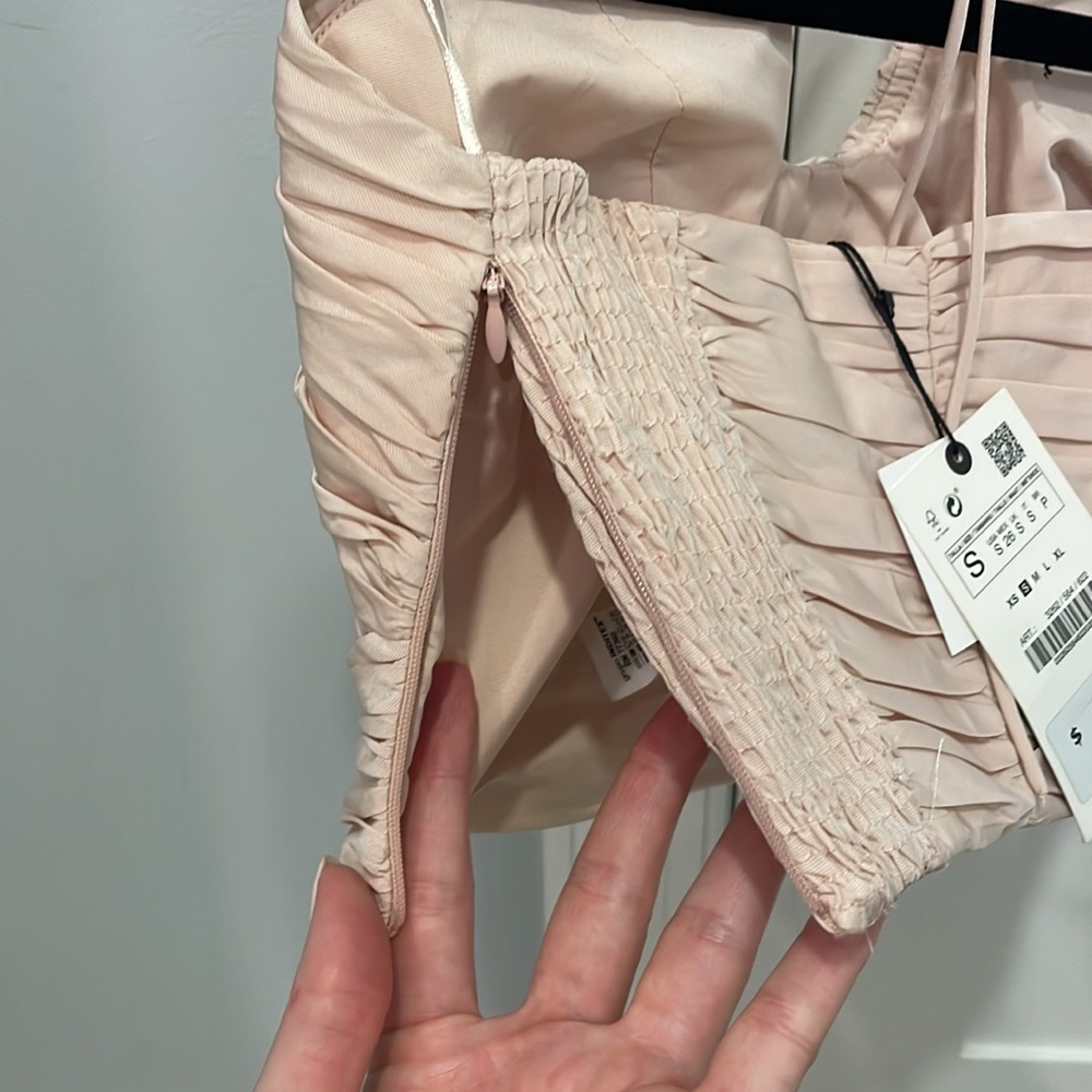 Zara Pink Ruched Crop Top - Picture 4 of 9